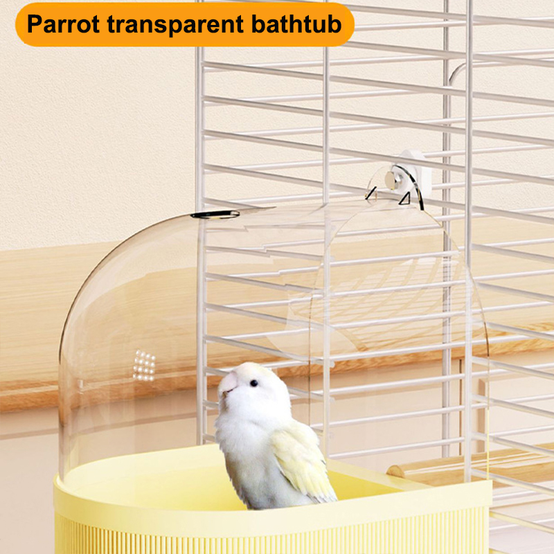 Feeding - Parrot transparent bathtub. It can be