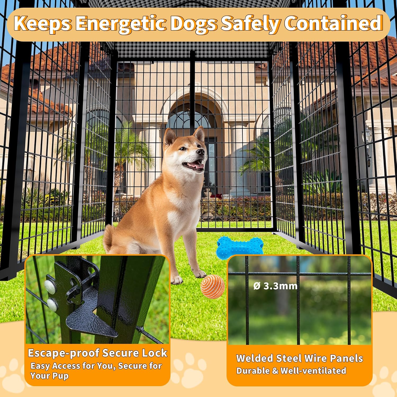 Heavy-Duty Dog Kennel with Roo - Feeding ulasan dan harga